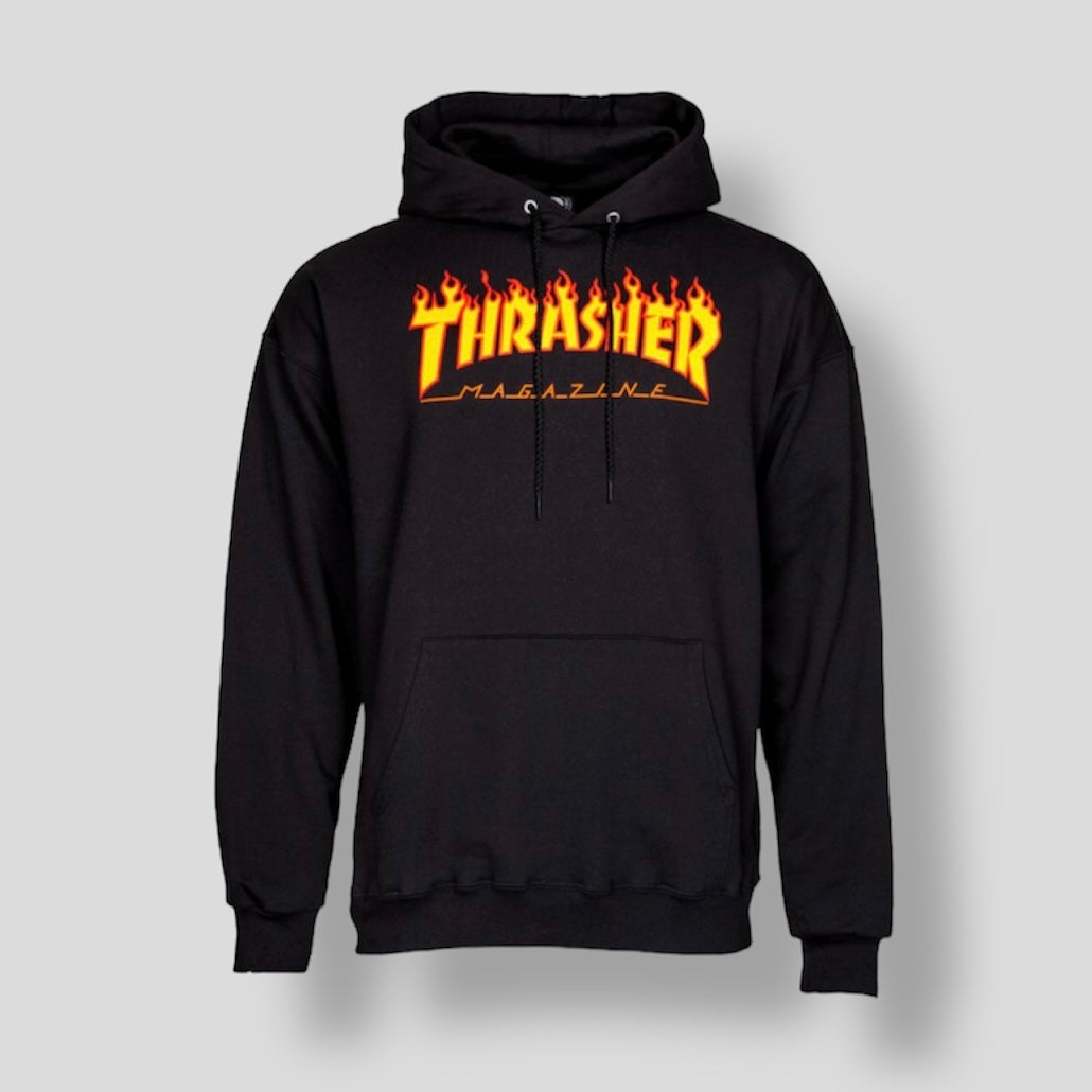 Thrasher Hoody Flame Logo - Grey