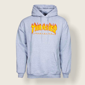 Thrasher Hoody Flame Logo - Grey